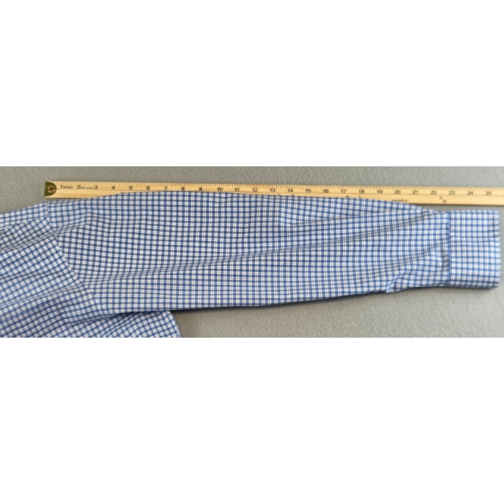 Lauren Ralph Lauren Mens 17 34/35 Classic Fit Non Iron Blue Gingham Dress Shirt - Picture 6 of 12